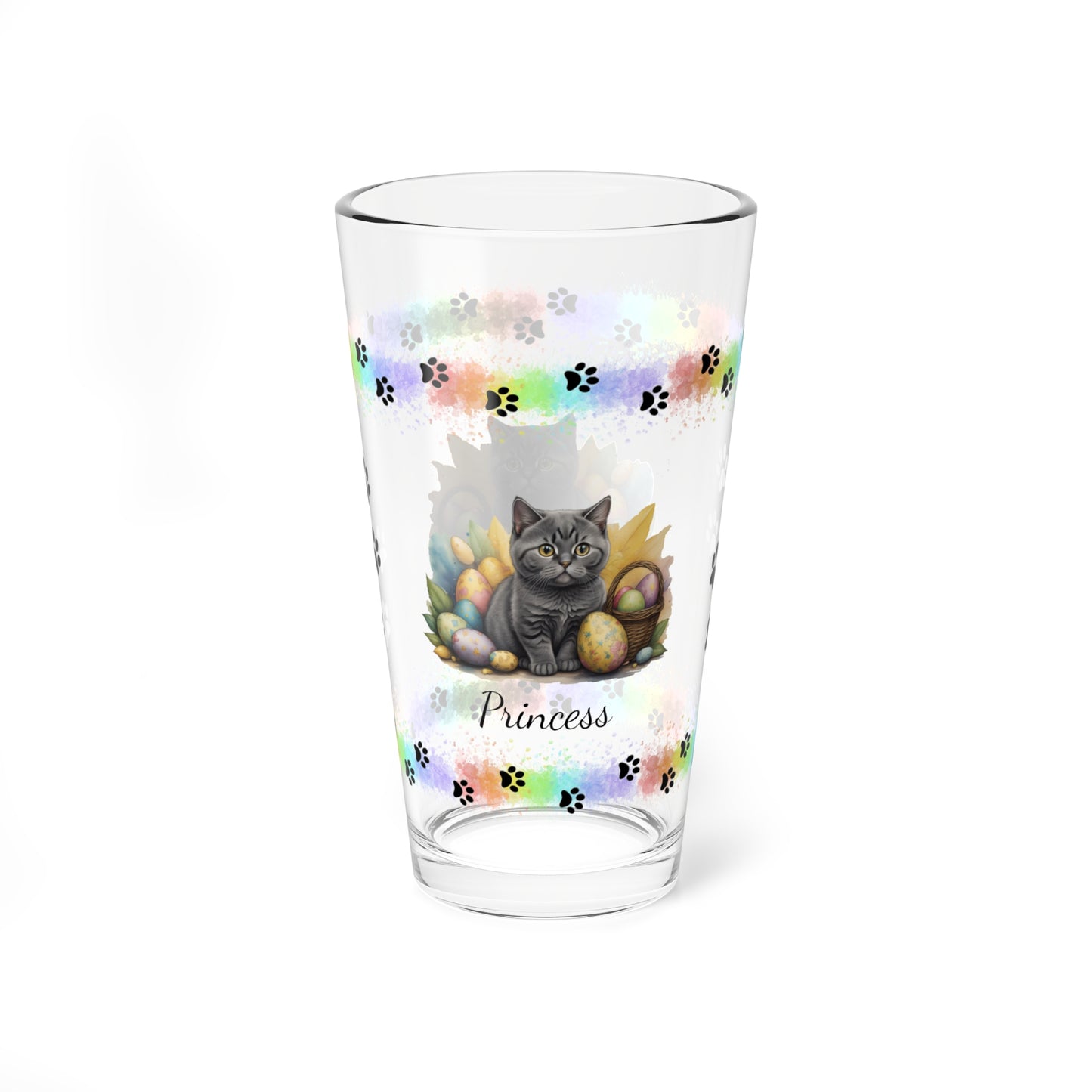 British Shorthair Easter Kitten 16oz Pint Glass - Personalized Cat-Themed Gift, Mental Health Drinkware, Holiday Décor & Easter Celebration