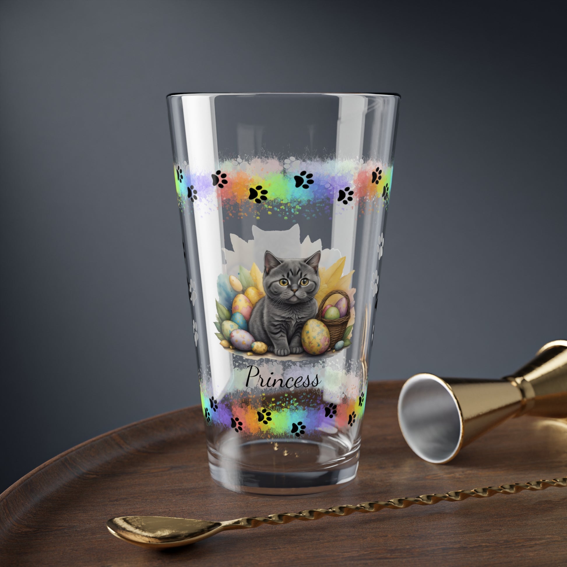 British Shorthair Easter Kitten 16oz Pint Glass - Personalized Cat-Themed Gift, Mental Health Drinkware, Holiday Décor & Easter Celebration