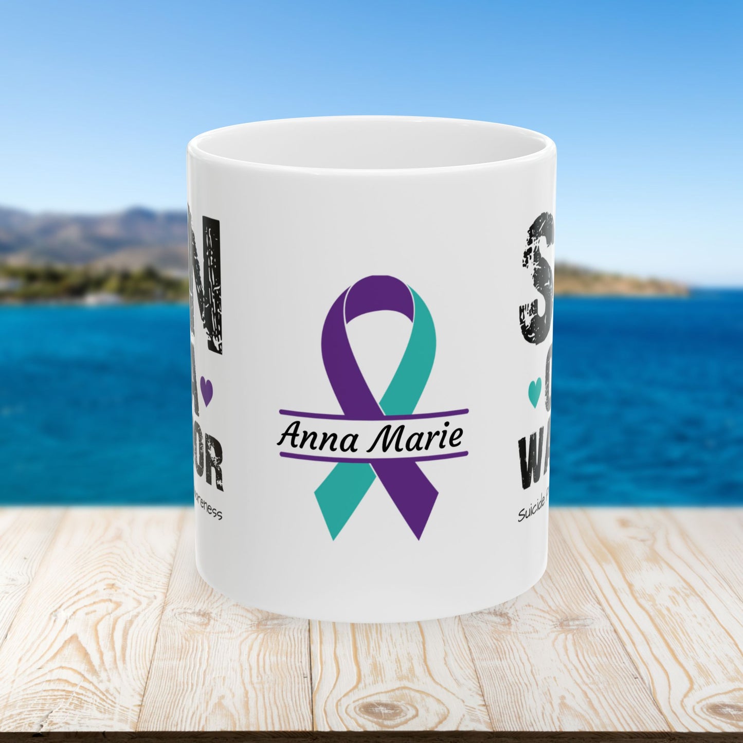 Son of a Warrior - Personalized Suicide Prevention Awareness Gift, Empowerment and Resilience Ceramic Mug, Support for Survivors