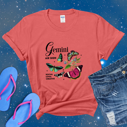 Gemini Butterfly Zodiac T-Shirt, Astrology Shirt for Gemini, Horoscope Gift, Gemini Birthday, Gemini Season Gift, Perfect Gift for Gemini, Zodiac Tee