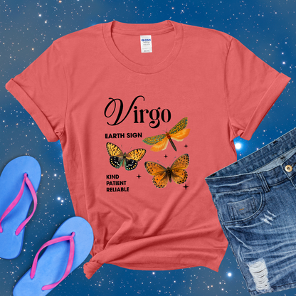 Virgo Butterfly Zodiac T-Shirt, Astrology Shirt for Virgo, Horoscope Gift, Virgo Birthday, Virgo Season Gift, Perfect Gift for Virgo, Zodiac Sign Tee