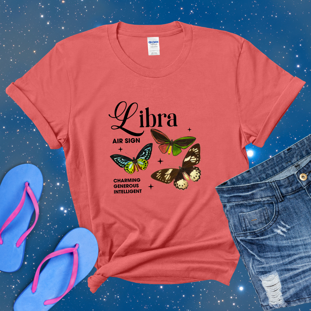 Libra Butterfly Zodiac T-Shirt, Astrology Shirt for Libra, Horoscope Gift, Libra Birthday, Libra Season Gift, Perfect Gift for Libra, Zodiac Sign Tee