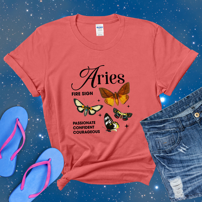 Aries Butterfly Zodiac T-Shirt, Astrology Shirt for Aries, Horoscope Gift, Aries Birthday, Aries Season Gift, Perfect Aries Gift, Aries Zodiac Tee