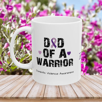 Dad of a Warrior - Personalized Domestic Violence Awareness Gift, Empowerment and Resilience Ceramic Mug, Support for Survivors