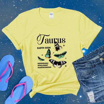 Taurus Butterfly Zodiac T-Shirt, Astrology Shirt for Taurus, Horoscope Gift, Taurus Birthday, Taurus Season Gift, Perfect Gift for Taurus, Zodiac Tee