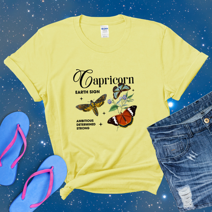 Capricorn Butterfly Zodiac T-Shirt, Astrology Shirt for Capricorn, Horoscope Gift, Capricorn Birthday, Capricorn Season Gift, Capricorn Gift, Zodiac T