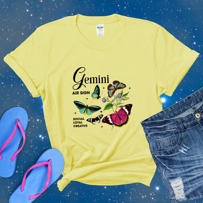 Gemini Butterfly Zodiac T-Shirt, Astrology Shirt for Gemini, Horoscope Gift, Gemini Birthday, Gemini Season Gift, Perfect Gift for Gemini, Zodiac Tee