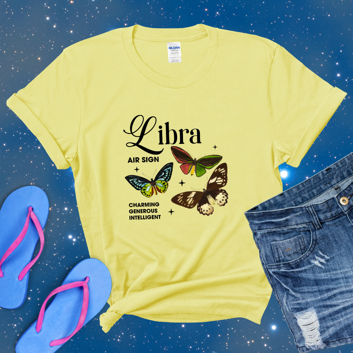 Libra Butterfly Zodiac T-Shirt, Astrology Shirt for Libra, Horoscope Gift, Libra Birthday, Libra Season Gift, Perfect Gift for Libra, Zodiac Sign Tee