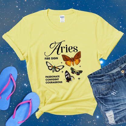 Aries Butterfly Zodiac T-Shirt, Astrology Shirt for Aries, Horoscope Gift, Aries Birthday, Aries Season Gift, Perfect Aries Gift, Aries Zodiac Tee