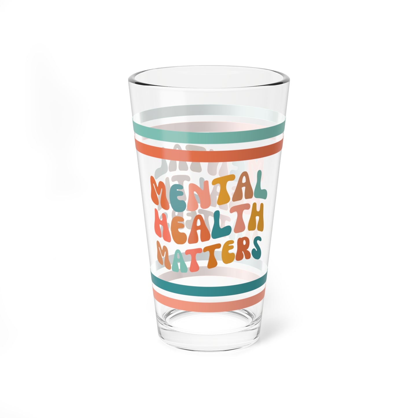 Mental Health Matters Retro Pint Glass - 16oz Mental Health Drinkware, Clear Glass for Beverages