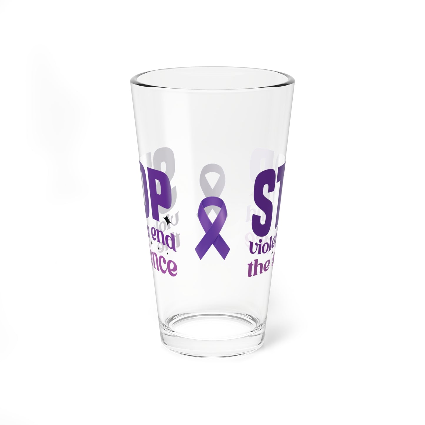 Stop Violence End The Silence 16oz Pint Glass - Stop Abuse, Support Survivors, Break the Silence