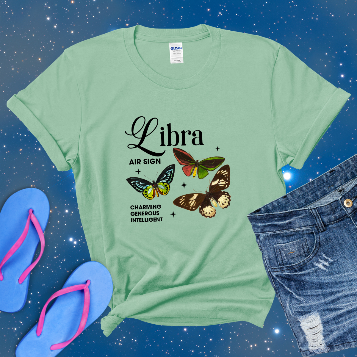 Libra Butterfly Zodiac T-Shirt, Astrology Shirt for Libra, Horoscope Gift, Libra Birthday, Libra Season Gift, Perfect Gift for Libra, Zodiac Sign Tee