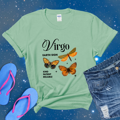 Virgo Butterfly Zodiac T-Shirt, Astrology Shirt for Virgo, Horoscope Gift, Virgo Birthday, Virgo Season Gift, Perfect Gift for Virgo, Zodiac Sign Tee