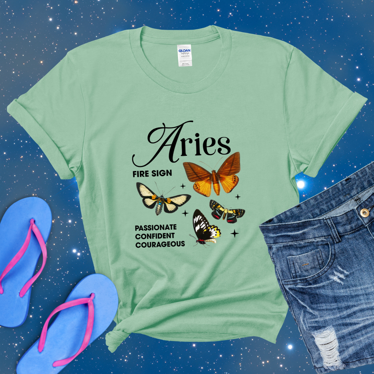 Aries Butterfly Zodiac T-Shirt, Astrology Shirt for Aries, Horoscope Gift, Aries Birthday, Aries Season Gift, Perfect Aries Gift, Aries Zodiac Tee