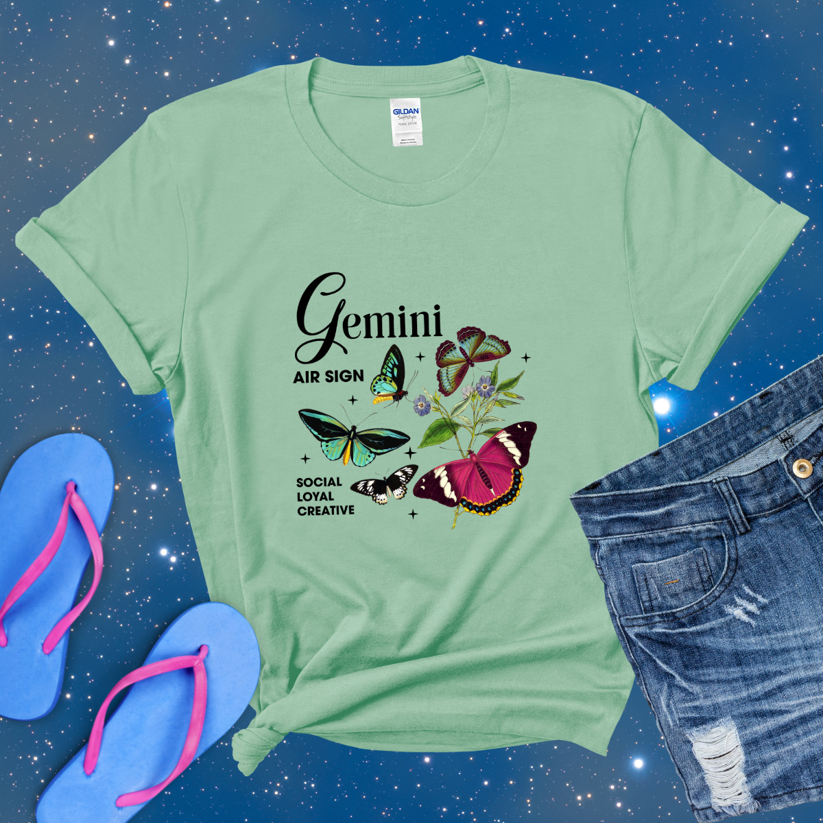 Gemini Butterfly Zodiac T-Shirt, Astrology Shirt for Gemini, Horoscope Gift, Gemini Birthday, Gemini Season Gift, Perfect Gift for Gemini, Zodiac Tee