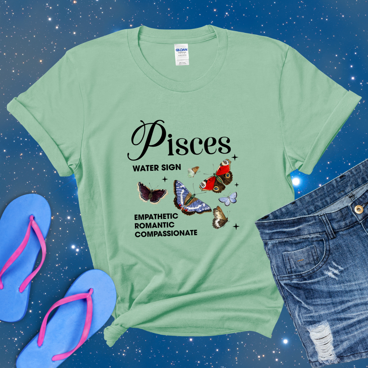 Pisces Butterfly Zodiac T-Shirt, Astrology Shirt for Pisces, Horoscope Gift, Pisces Birthday, Pisces Season Gift, Perfect Gift for Pisces, Zodiac Tee