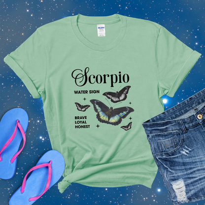 Scorpio Butterfly Zodiac T-Shirt, Scorpio Astrology Shirt, Horoscope Gift, Scorpio Birthday, Scorpio Season Gift, Perfect Gift for Scorpio, Zodiac Tee