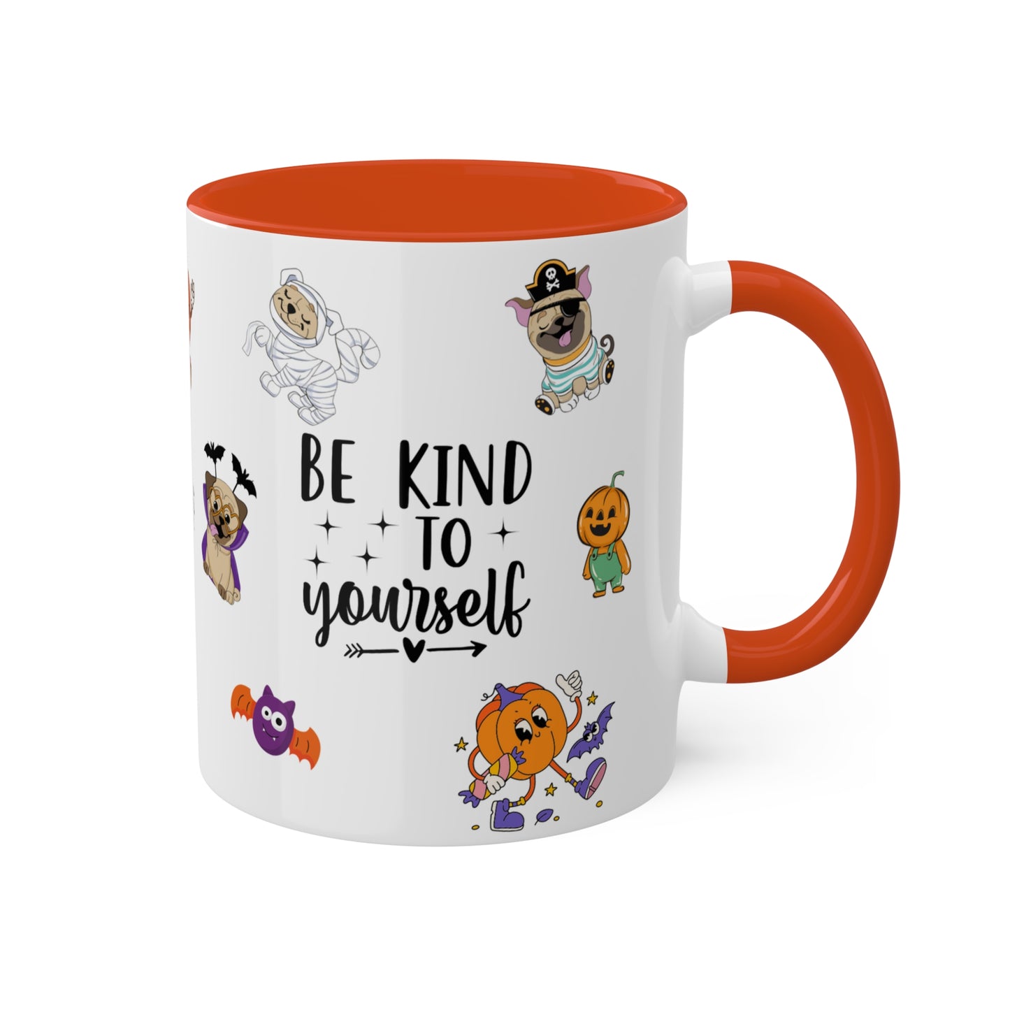 Be Kind To Yourself - Halloween Affirmation Mug - 11oz Ceramic Coffee Cup with Positive Quotes & Cute Vibes