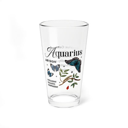 Aquarius Zodiac Pint Glass 16oz, Astrology Drinkware, Horoscope Gift, Zodiac Glass, Birthday Gift, Cosmic Glassware, Astrology Themed Drinkware