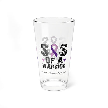 Sis of a Warrior - Domestic Violence Awareness Warrior Pint Glass, 16oz