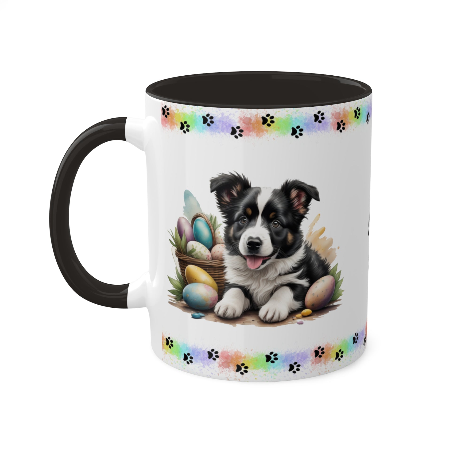 Border Collie - Eggstra-Adorable Easter Puppy Two-Tone Coffee Mug, 11oz