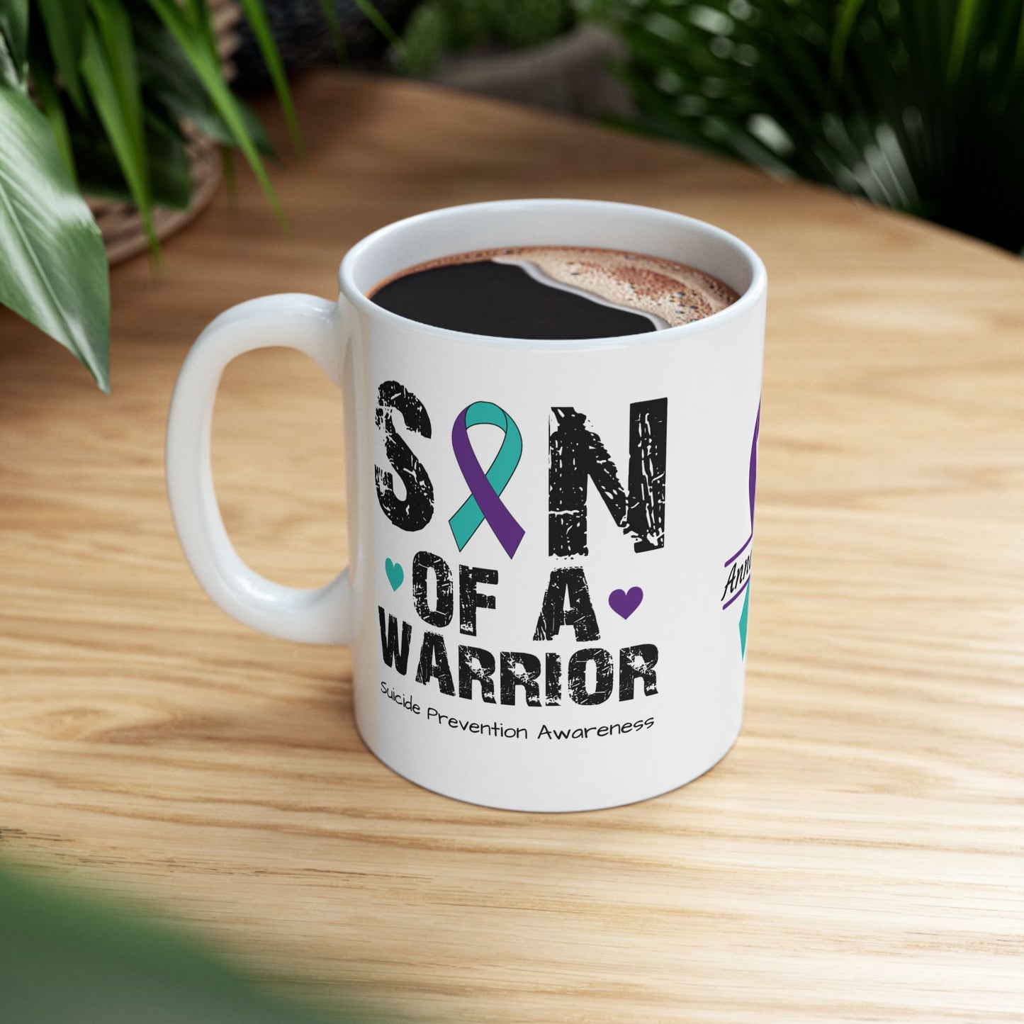 Son of a Warrior - Personalized Suicide Prevention Awareness Gift, Empowerment and Resilience Ceramic Mug, Support for Survivors