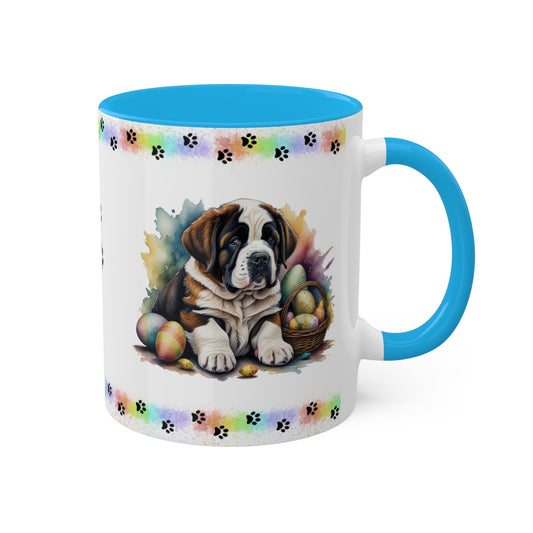 Saint Bernard - Eggstra-Adorable Easter Puppy Two-Tone Coffee Mug, 11oz