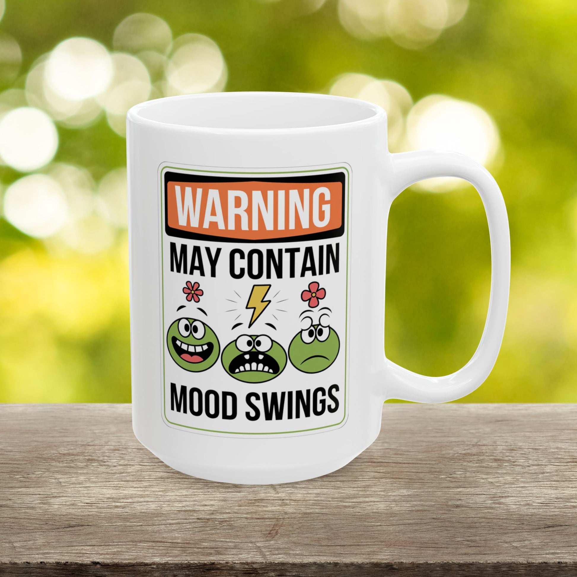 Warning May Contain Mood Swings  - Ceramic Mug, (11oz, 15oz)