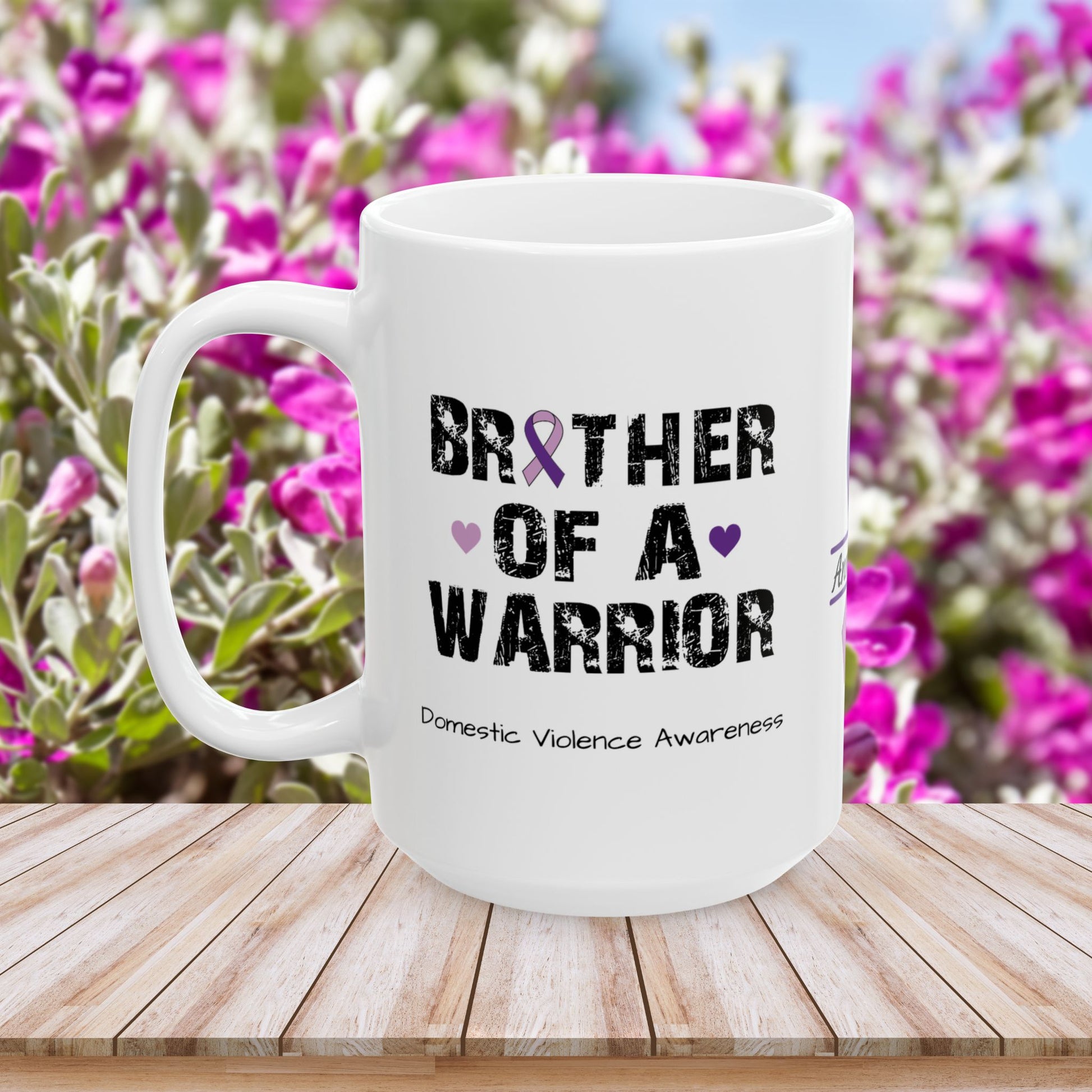 Brother of a Warrior - Personalized Domestic Violence Awareness Gift, Empowerment and Resilience Ceramic Mug, Support for Survivors