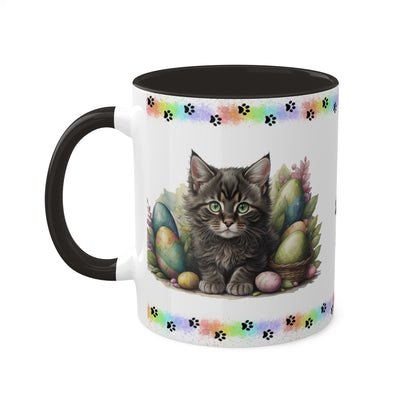 Maine Coon - Eggstra-Adorable Easter Kitten Two-Tone Coffee Mug, 11oz