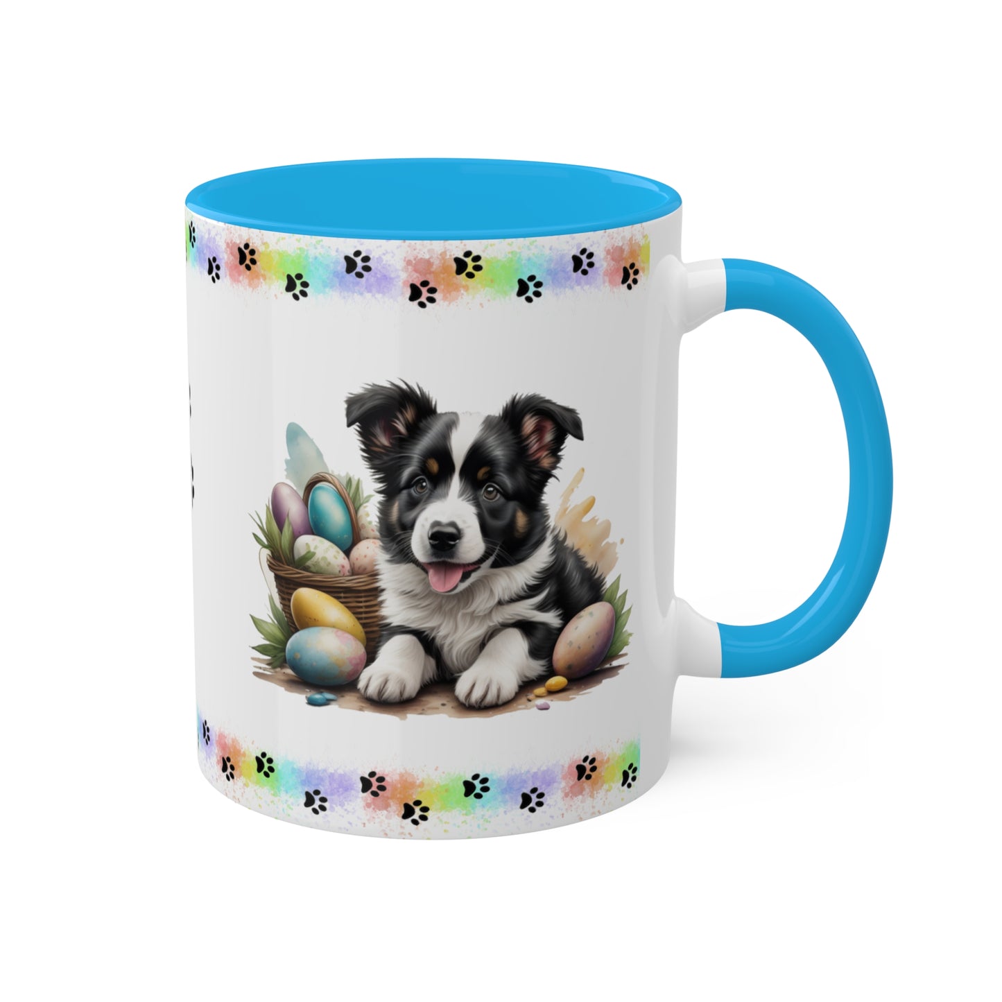 Border Collie - Eggstra-Adorable Easter Puppy Two-Tone Coffee Mug, 11oz