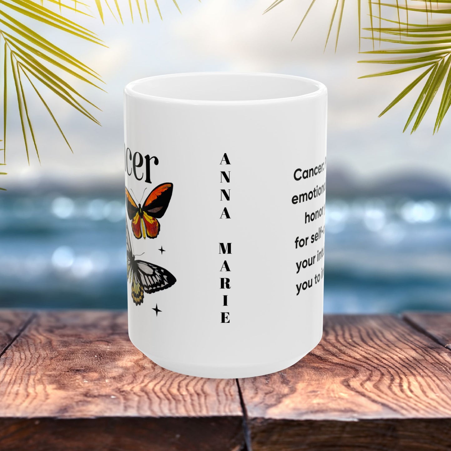 Cancer Personalized Zodiac Mug, Gift for Cancer, Horoscope Gift, Cancer Birthday, Butterfly Design, Astrology Cancer Mug, Cancer Zodiac Sign, Zodiac Gift