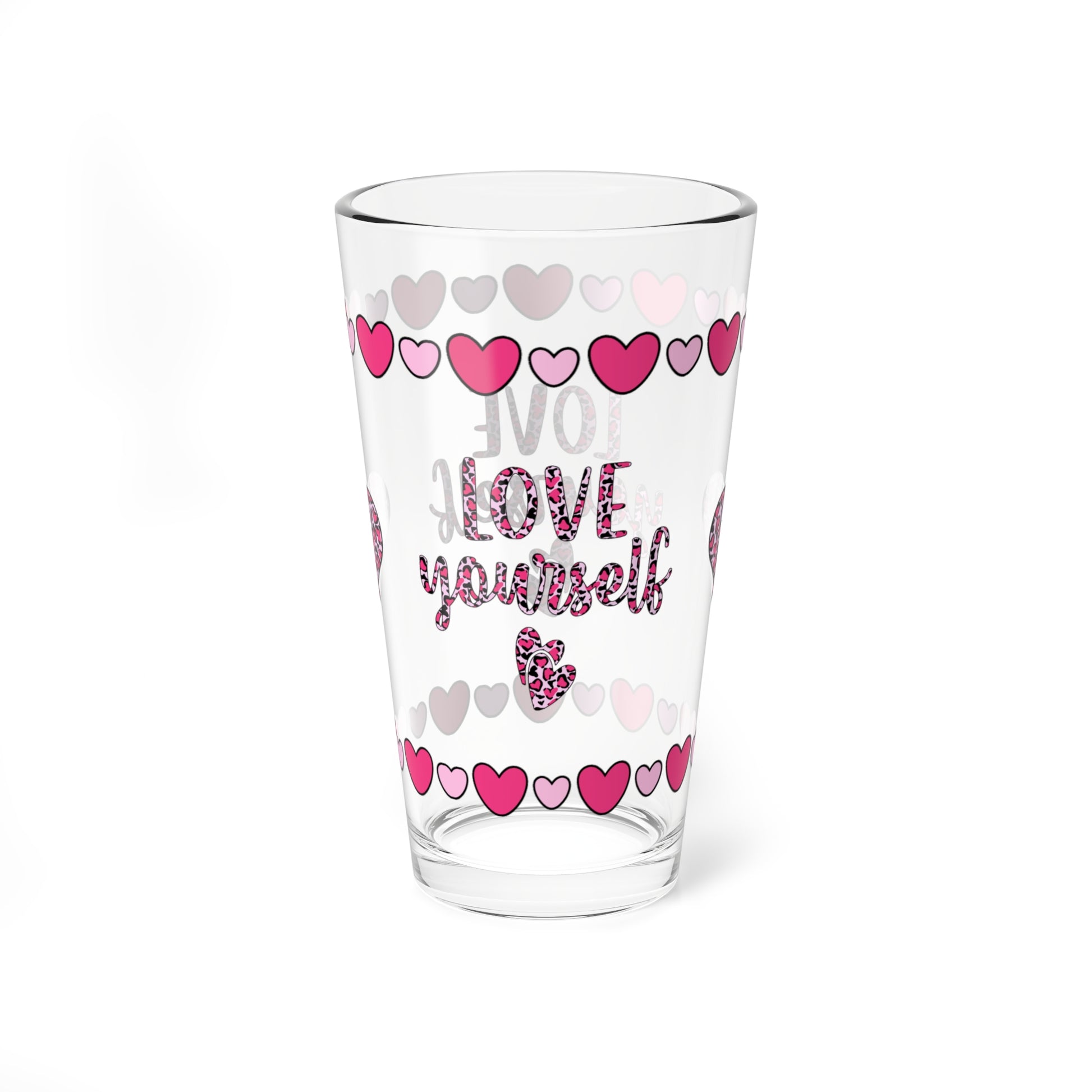 Love Yourself 16oz Pint Glass - Valentine's Day Self-Care Gift, Mindful Positivity Drinkware