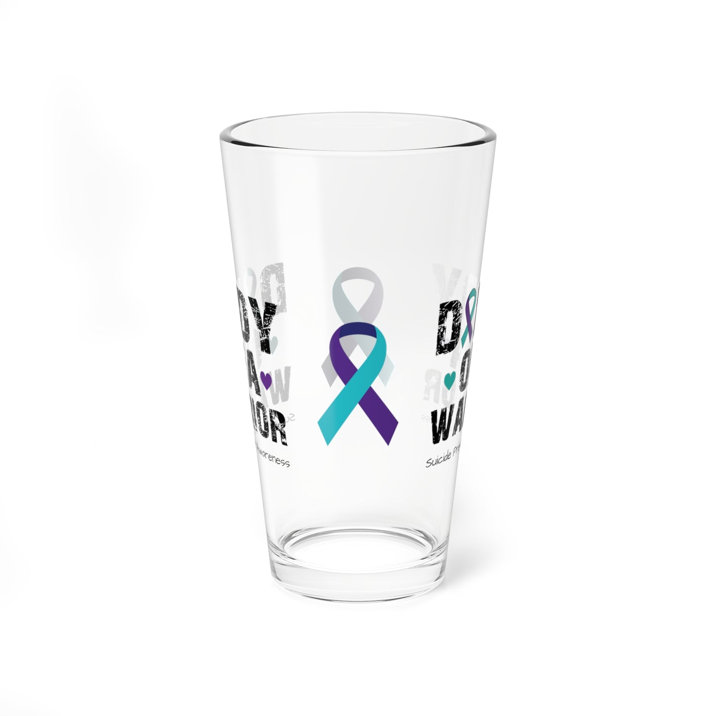 Daddy of a Warrior - Suicide Prevention Awareness Warrior Pint Glass, 16oz