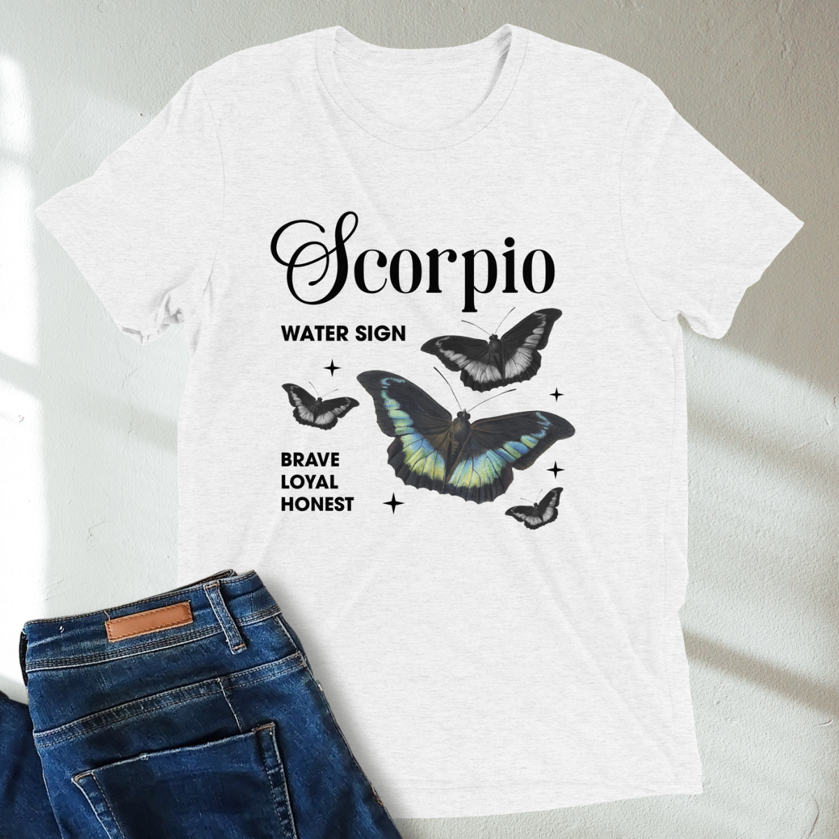 Scorpio Butterfly Zodiac Unisex Tri-Blend Short Sleeve T-Shirt