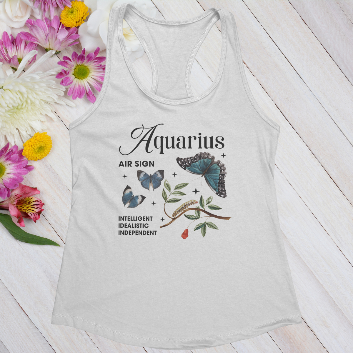 Aquarius Butterfly Zodiac Women's Racerback Tank