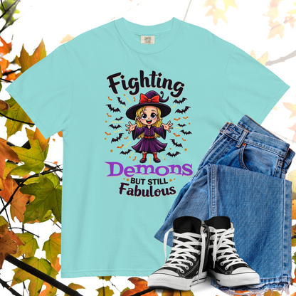 Fighting Demons But Still Fabulous Comfort Colors Heavyweight Halloween T-shirt