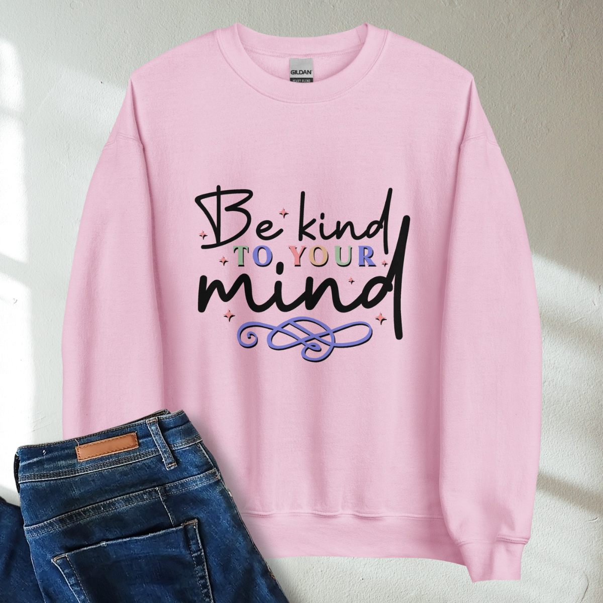 Be Kind To Your Mind Retro Mental Health Awareness Crew Neck Sweatshirt - Cozy & Inspirational