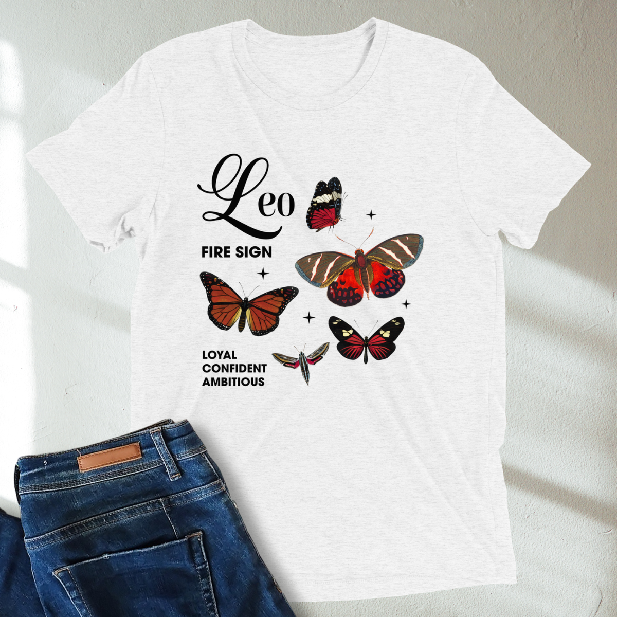 Leo Butterfly Zodiac Unisex Tri-Blend Short Sleeve T-Shirt