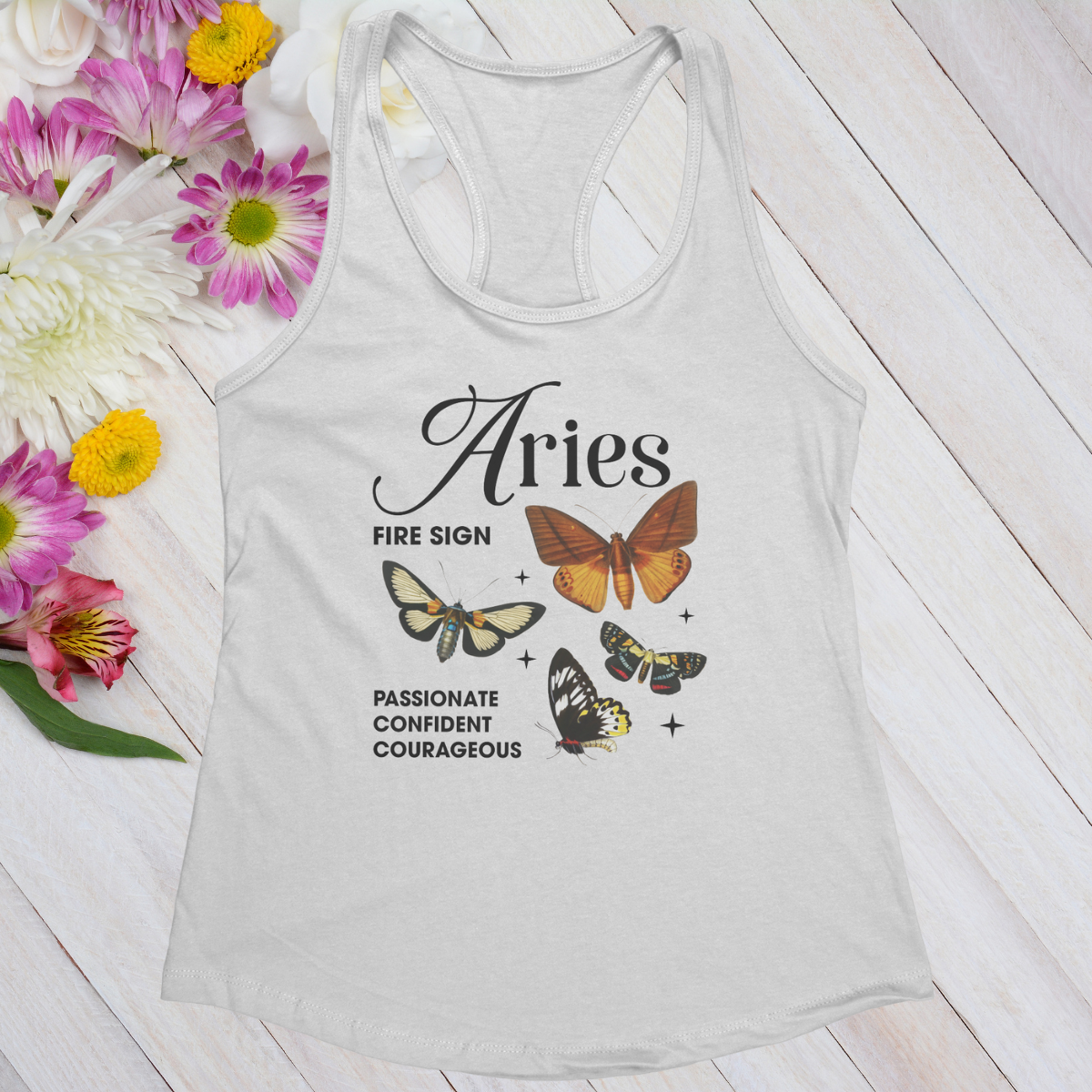 Aries Butterfly Zodiac Women's Racerback Tank