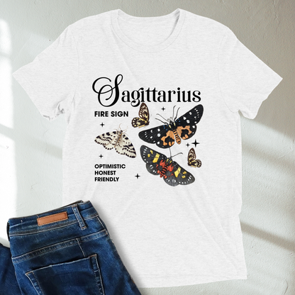 Sagittarius Butterfly Zodiac Unisex Tri-Blend Short Sleeve T-Shirt