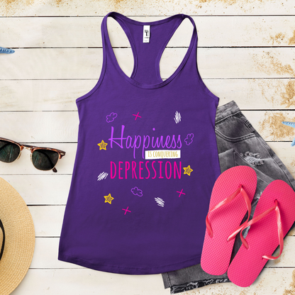 Happiness Is Conquering Depression - Women's Ideal Racerback Tank