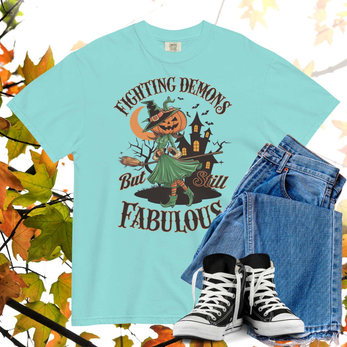 Fighting Demons But Still Fabulous Comfort Colors Heavyweight Halloween T-shirt