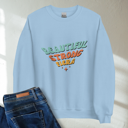 Beautiful Strong Fiera Retro Mental Health Awareness Crew Neck Sweatshirt - Cozy & Inspirational