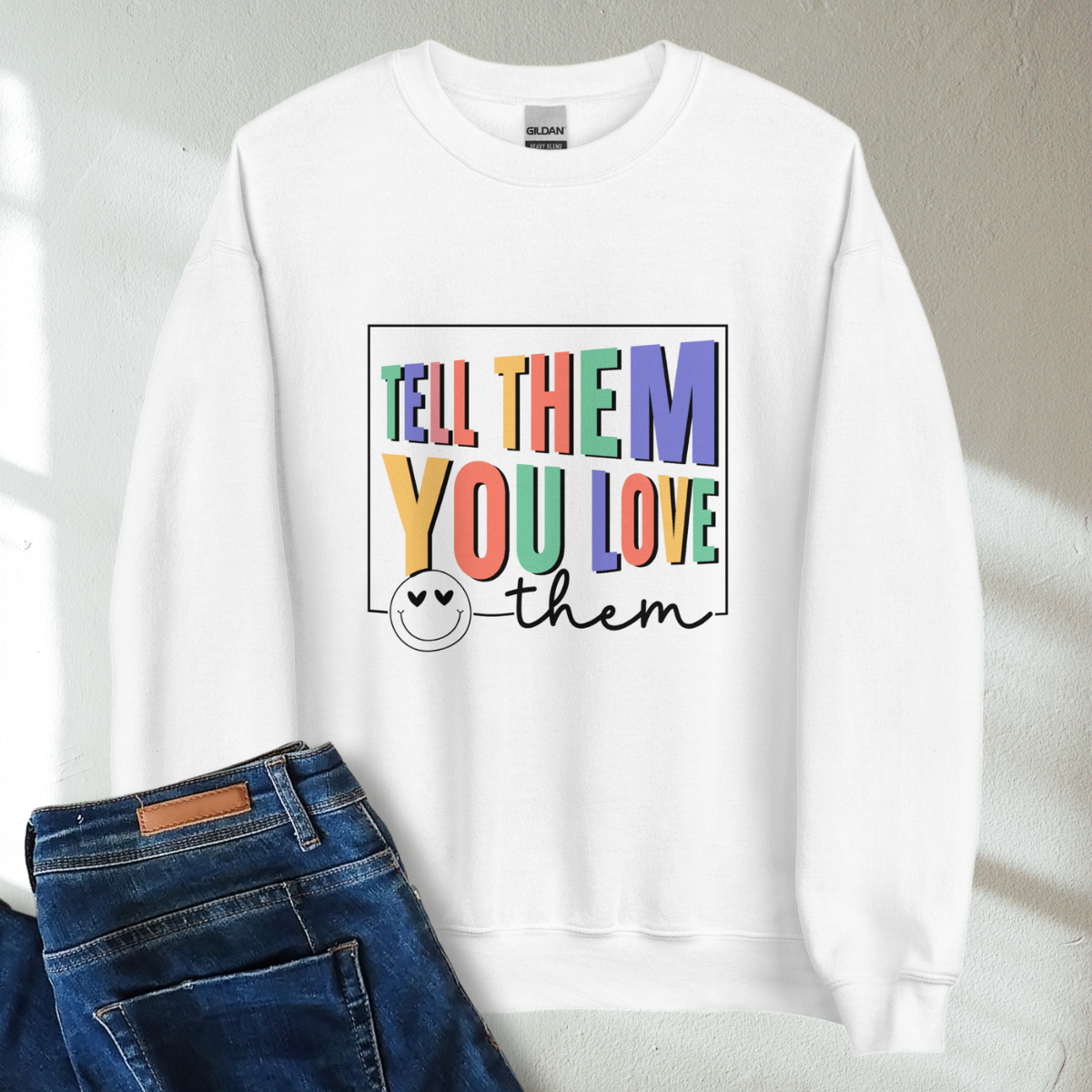 Tell Them You Love Them Retro Mental Health Awareness Crew Neck Sweatshirt - Cozy & Inspirational