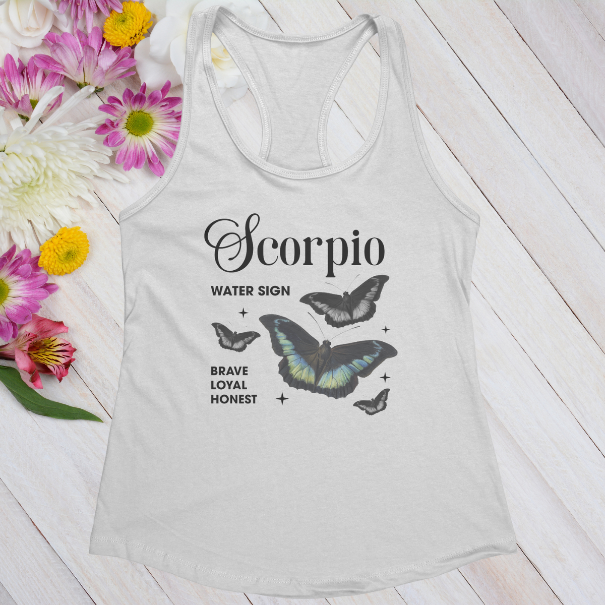 Scorpio Butterfly Zodiac Women's Racerback Tank