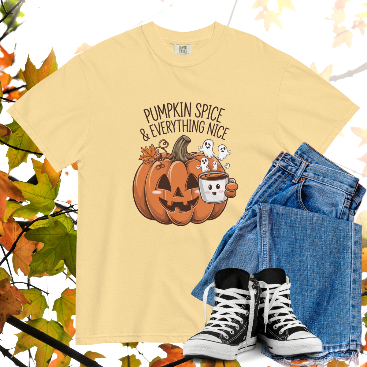 Pumpkin Spice And Everything Nice Comfort Colors Heavyweight Halloween T-shirt