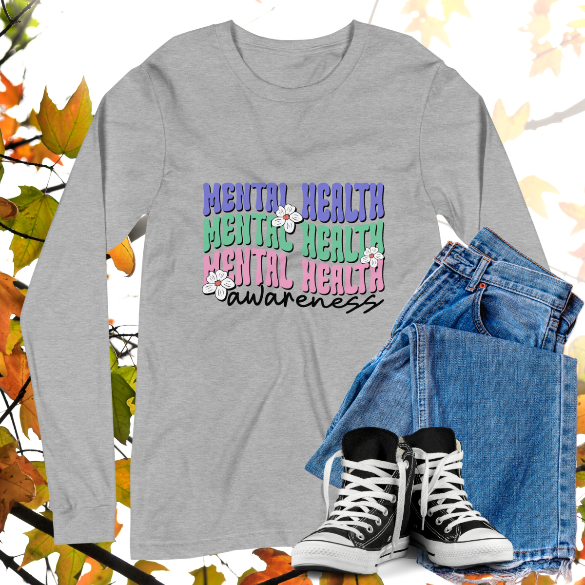 Mental Health Awareness  - Retro Long Sleeve Tee, Bella + Canvas