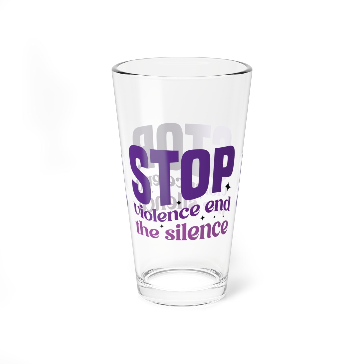 Stop Violence End The Silence 16oz Pint Glass - Stop Abuse, Support Survivors, Break the Silence