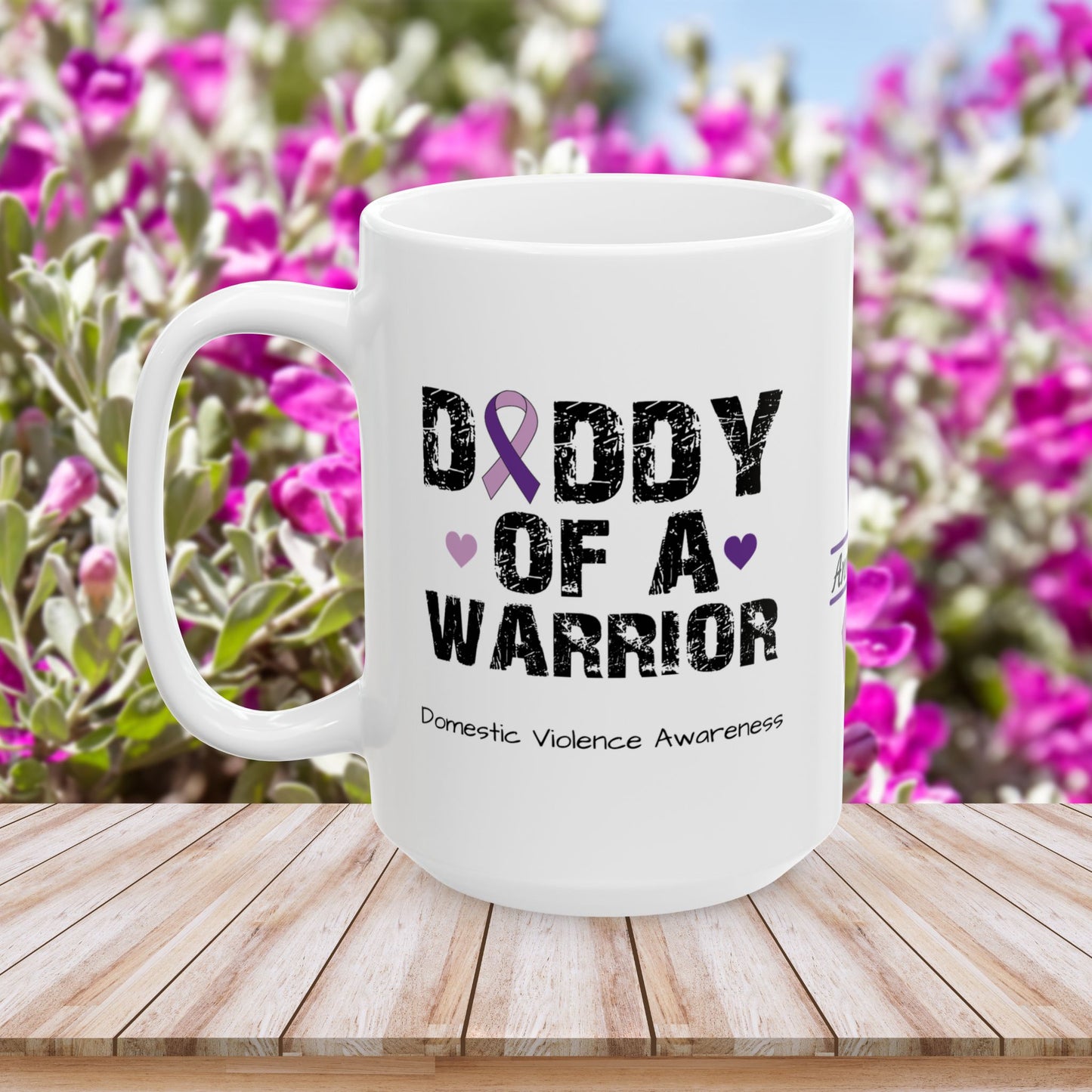 Daddy of a Warrior - Personalized Domestic Violence Awareness Gift, Empowerment and Resilience Ceramic Mug, Support for Survivors